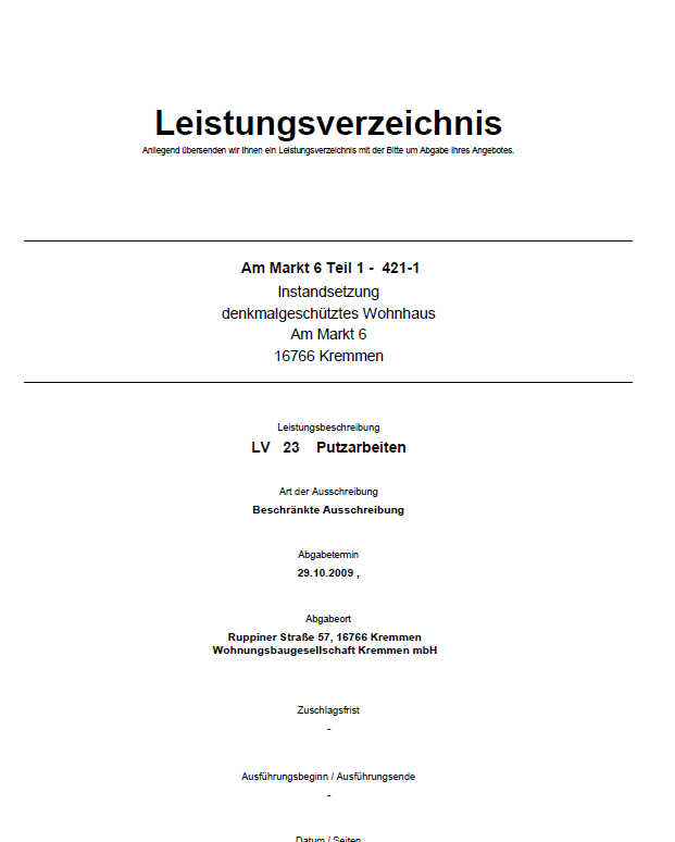 Leistungsverzeichnis